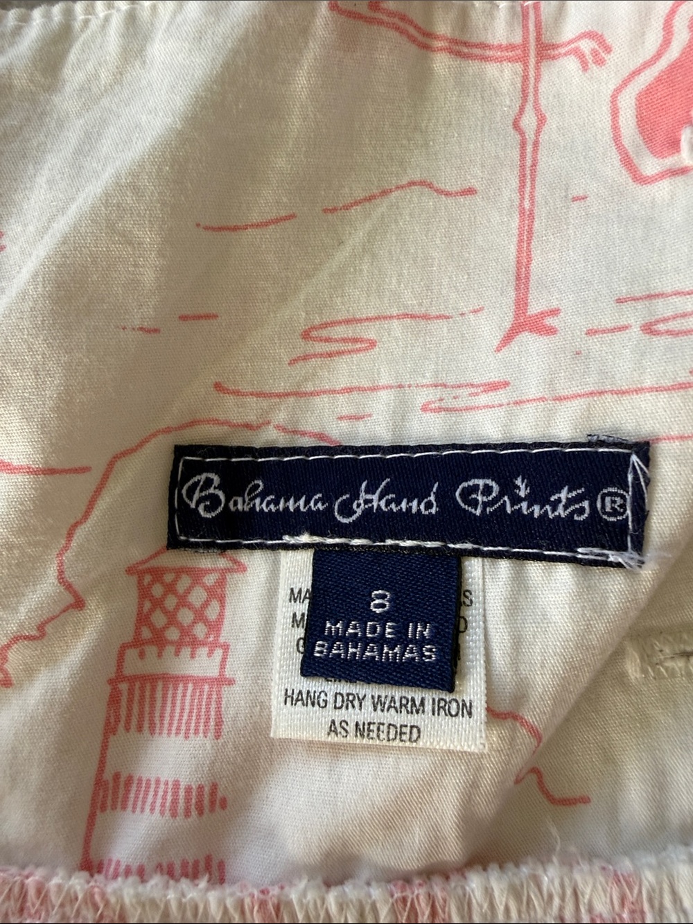 Bahama Hand Prints Girls White & Coral Island Print Sundress sz 8 - Picture 7 of 11